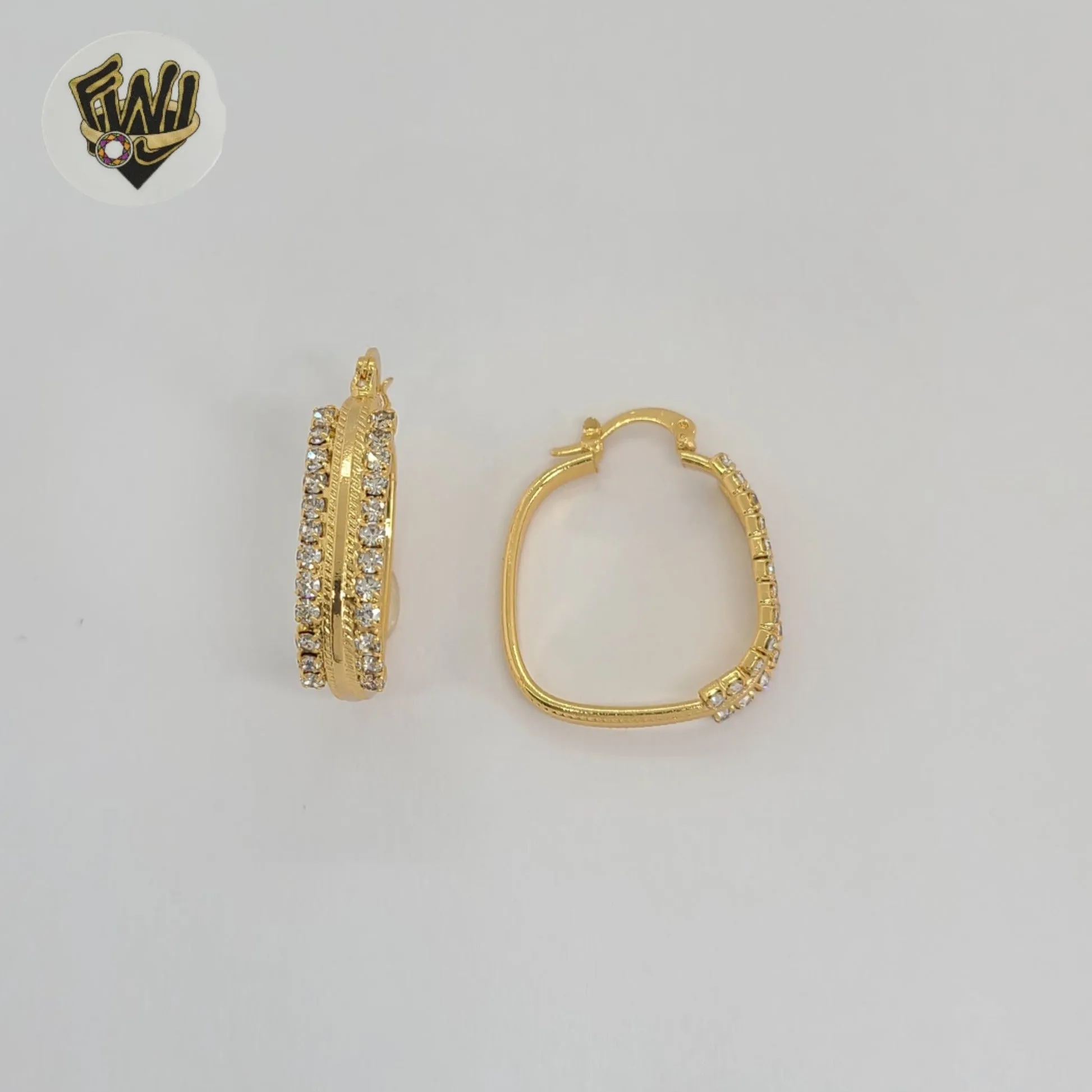 (1-2932-2) Gold Laminate- Squared Zircon Hoops - BGO