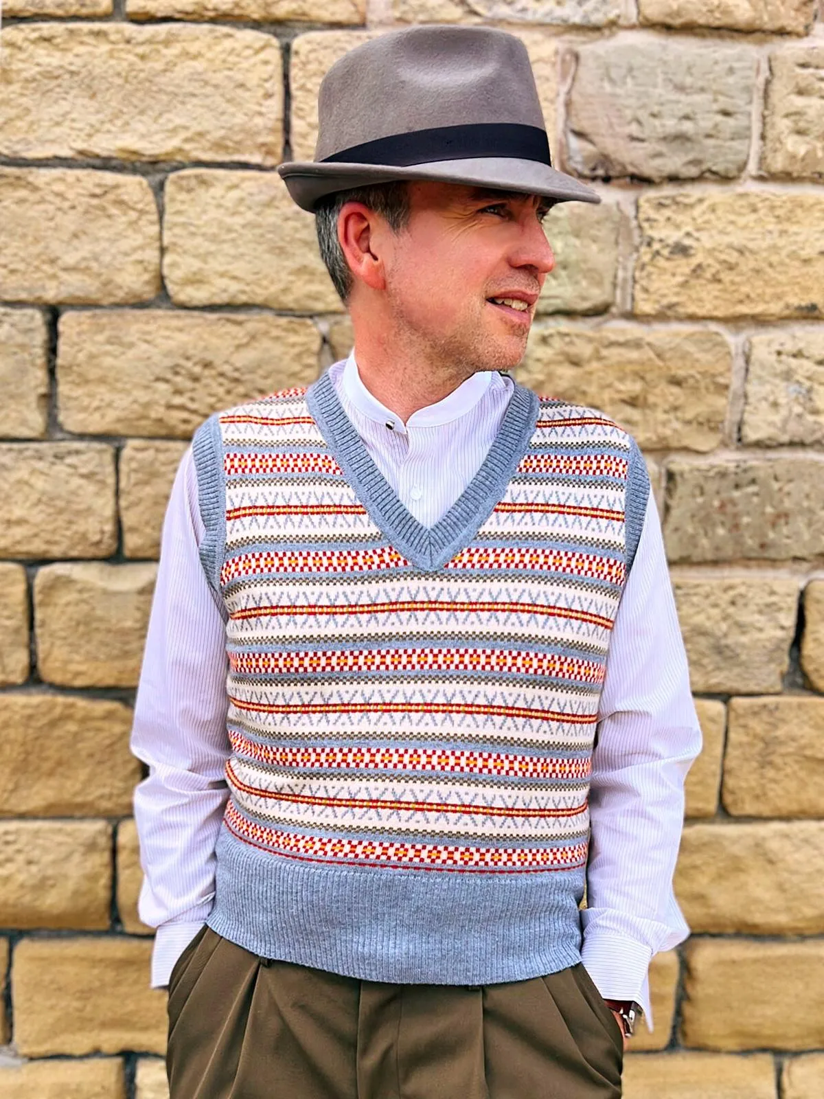 1950s Vintage Style Grey Pure Wool Trilby