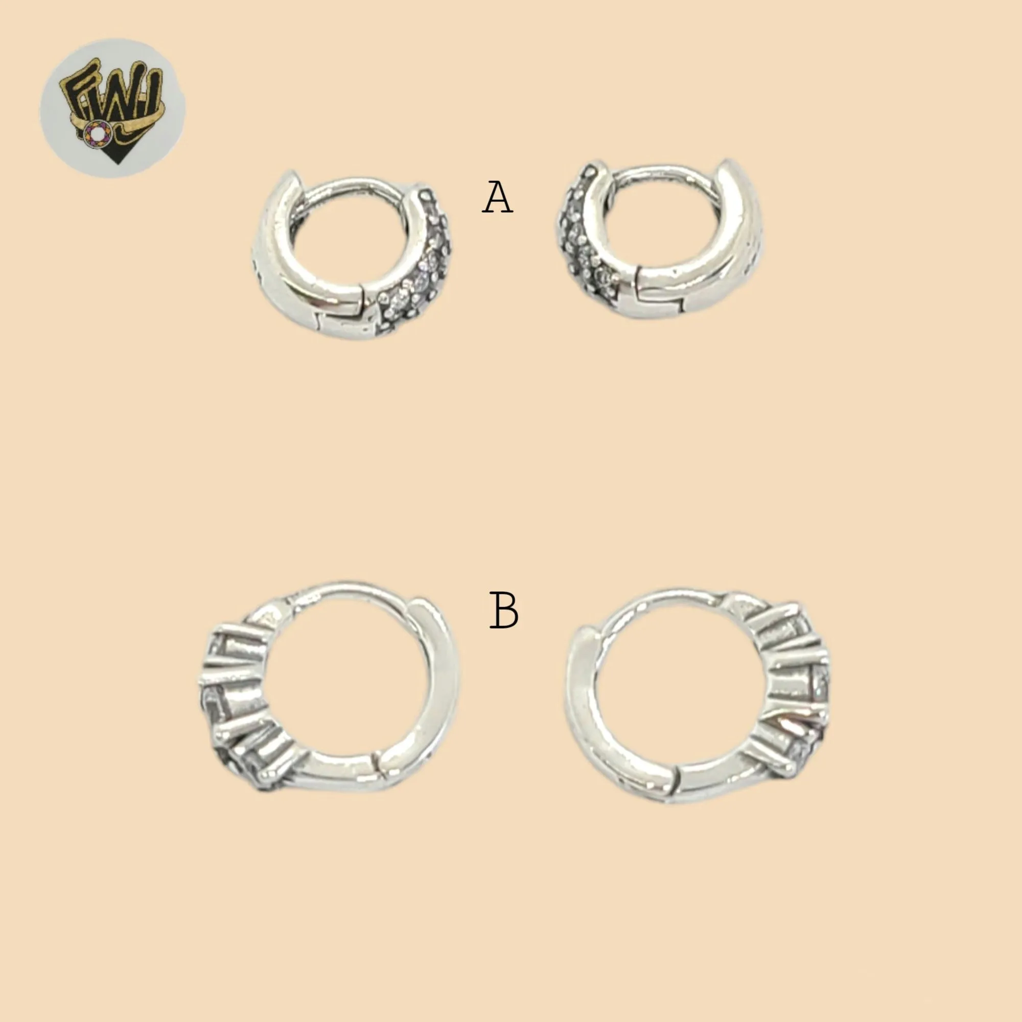 (2-4222) 925 Sterling Silver -Small Zircon Huggies.