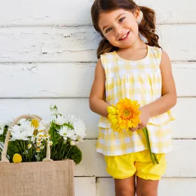 3-Piece Organic Cotton Ruffle Top, Short and Headband Set