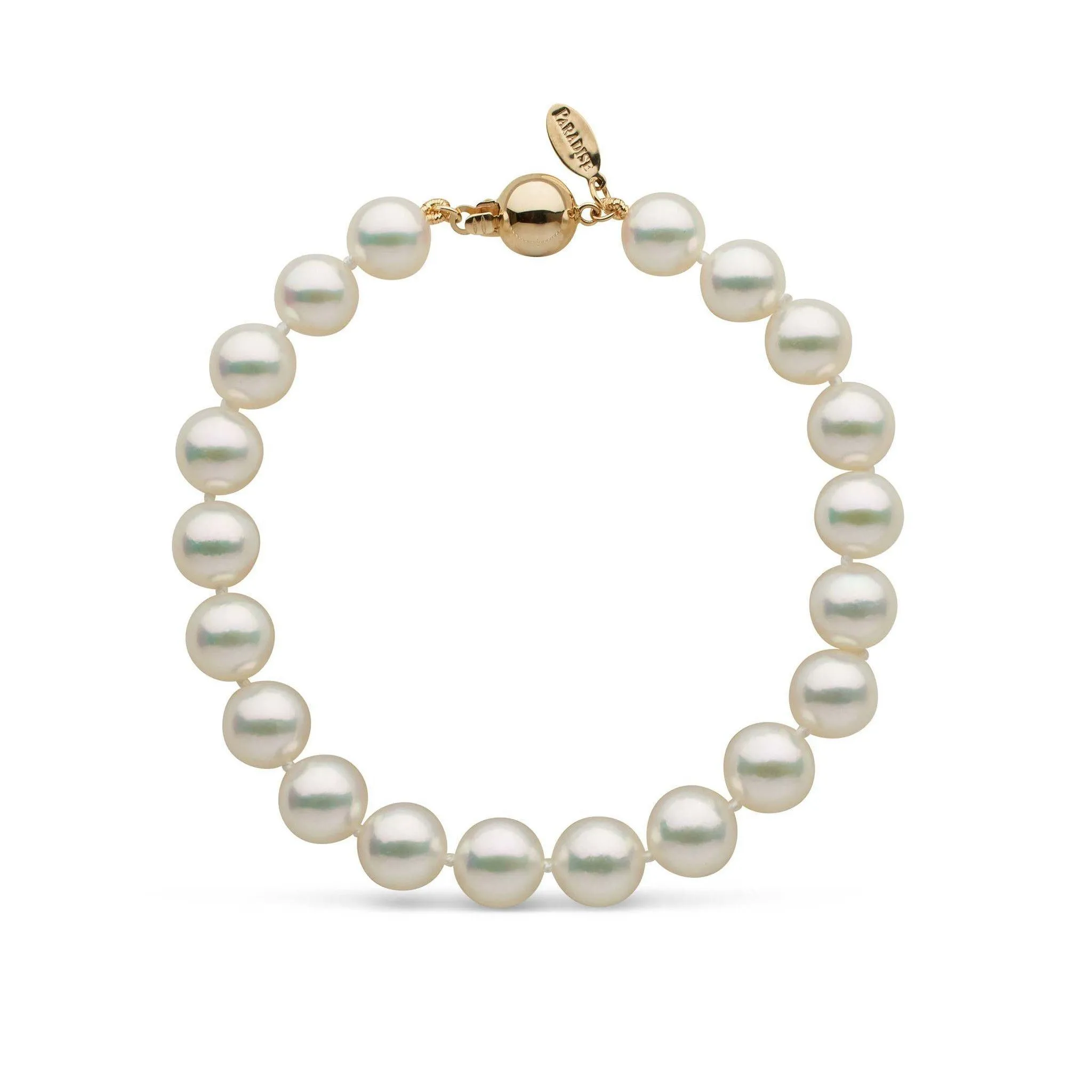 8.0-8.5 mm Natural White Hanadama Akoya Pearl Bracelet