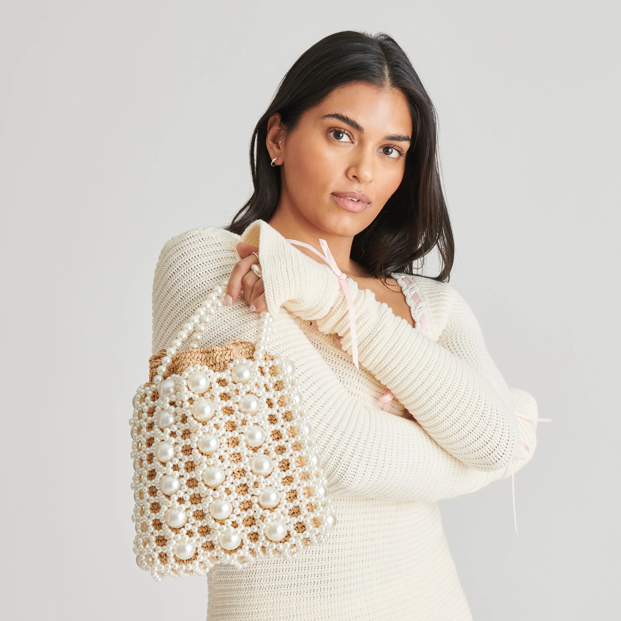 ADELINE HANDBAG NATURAL PEARL RAFFIA