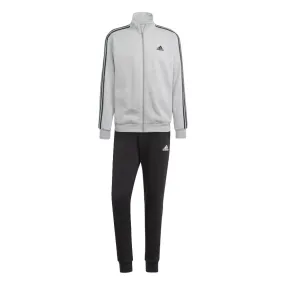 Adidas Basic men's tracksuit 3 stripes in fleece cotton IA3073 gray black 