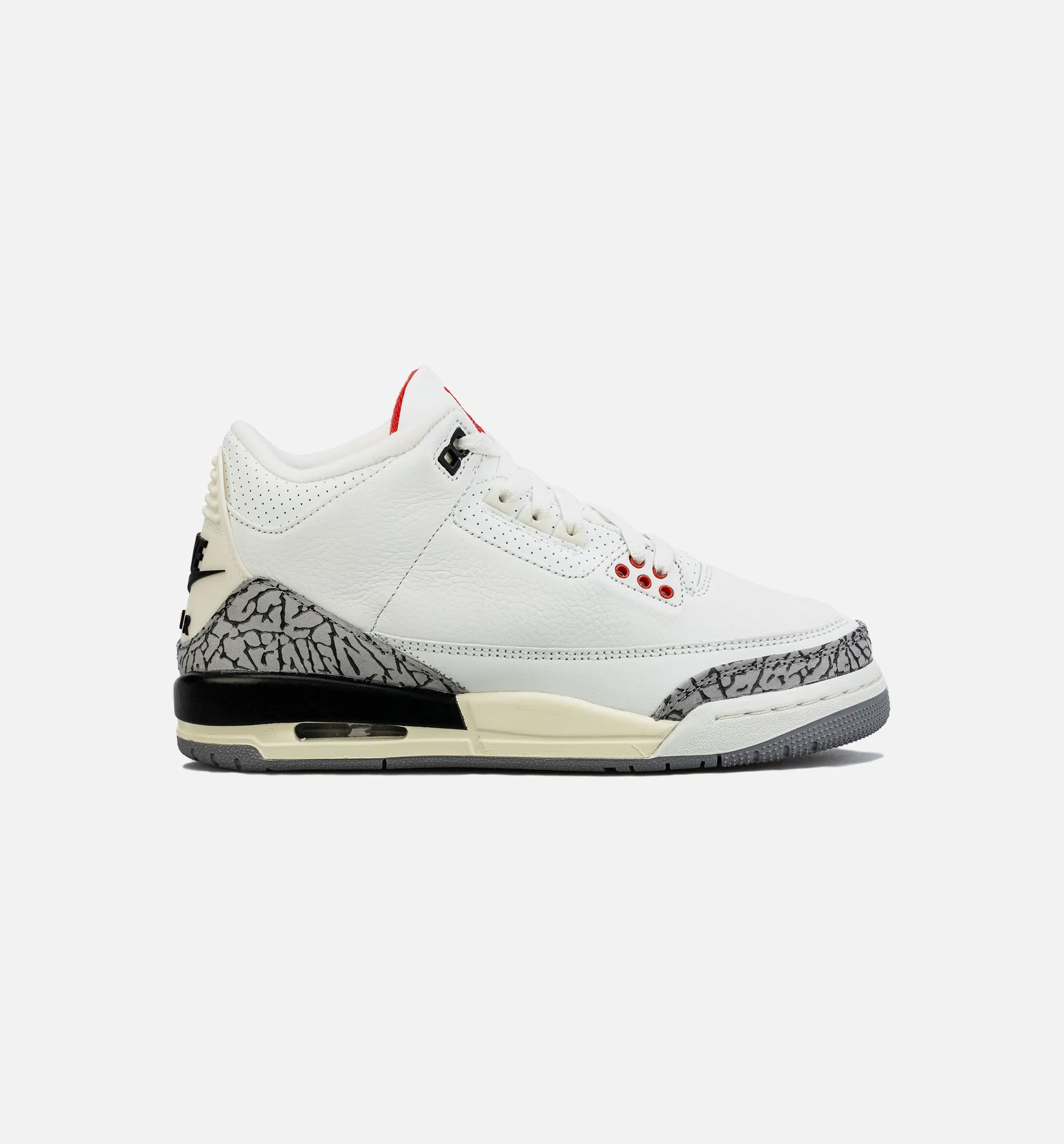 Air Jordan 3 Retro White Cement Reimagined Grade School Lifestyle Shoe - White/Red/Grey