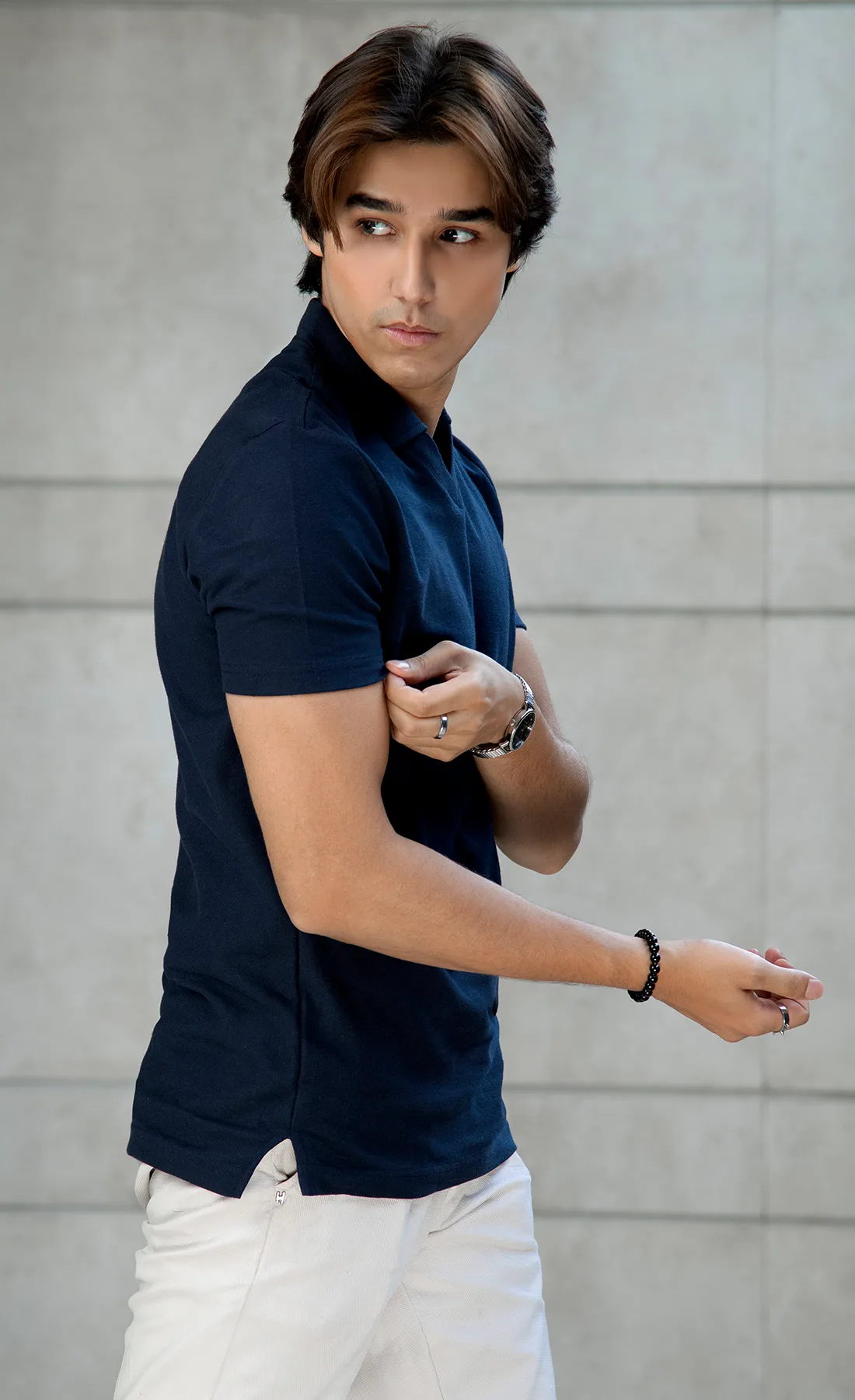 Alif Navy Polo (V-Neck)