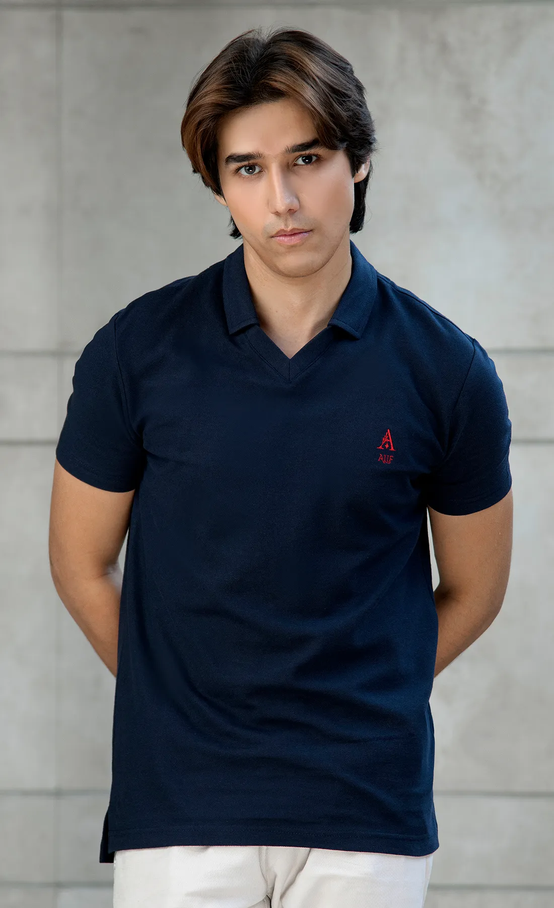 Alif Navy Polo (V-Neck)