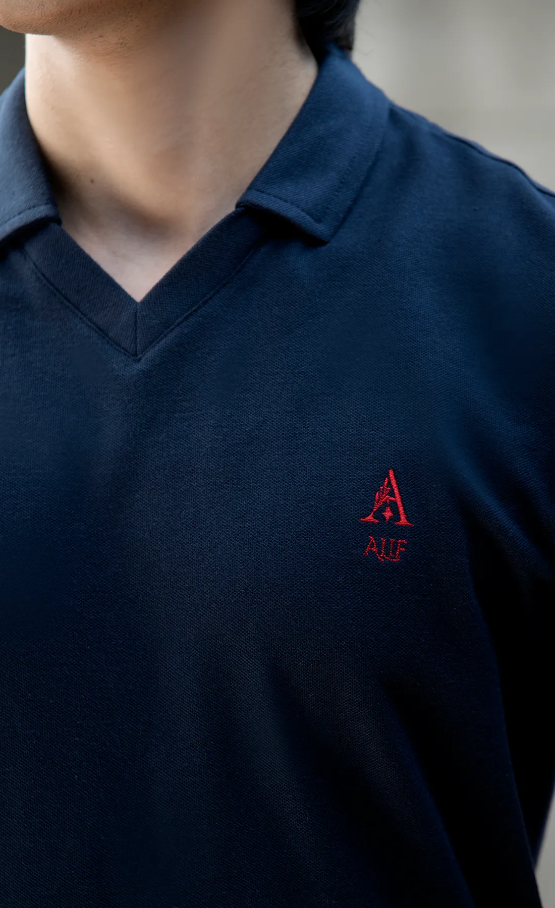 Alif Navy Polo (V-Neck)