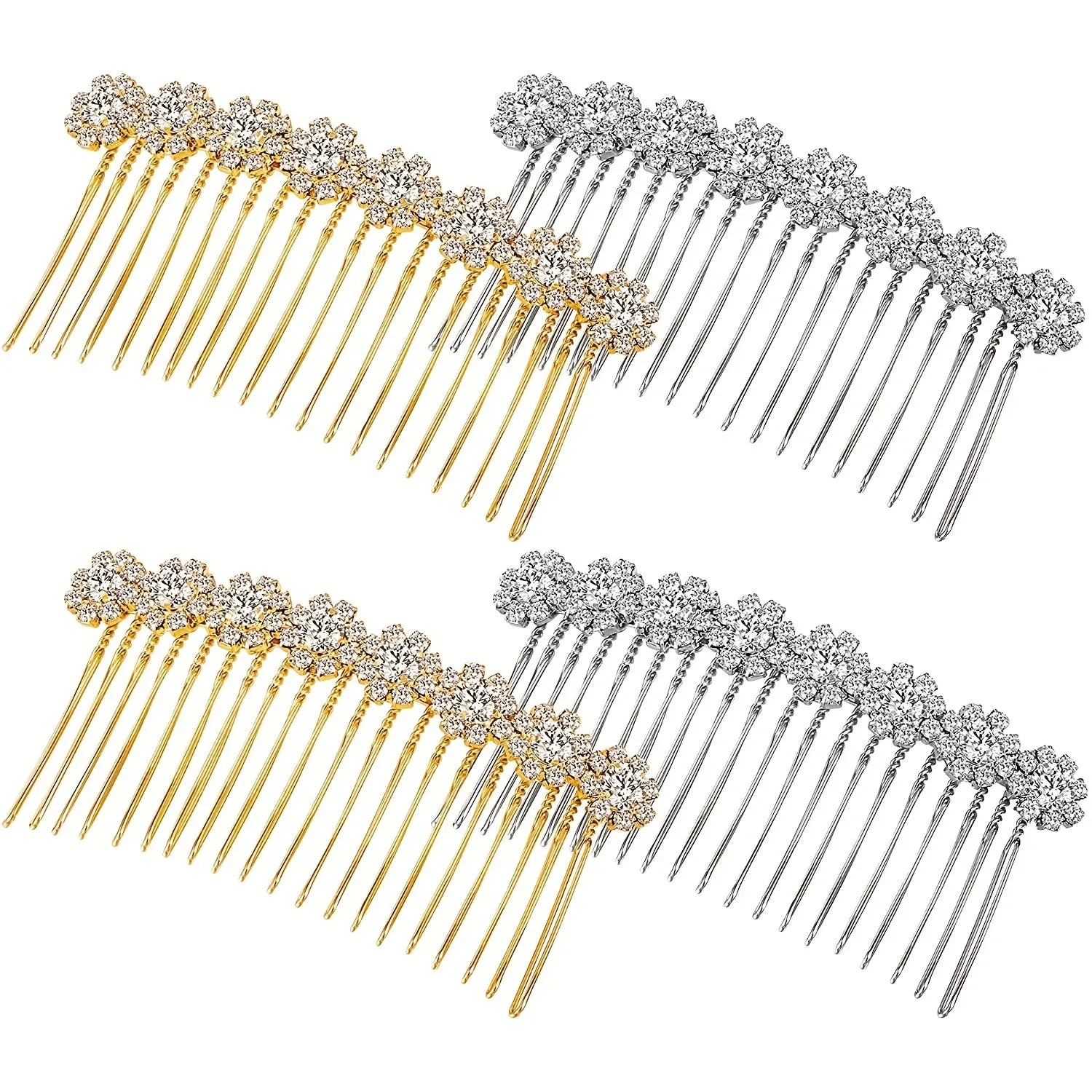 Alloy Rhinestone Side Hair Comb, Flower Crystal Hair Clip, Wedding Hair Comb, Bridal Jewelry Hair Accessories Suitable For Women Girls