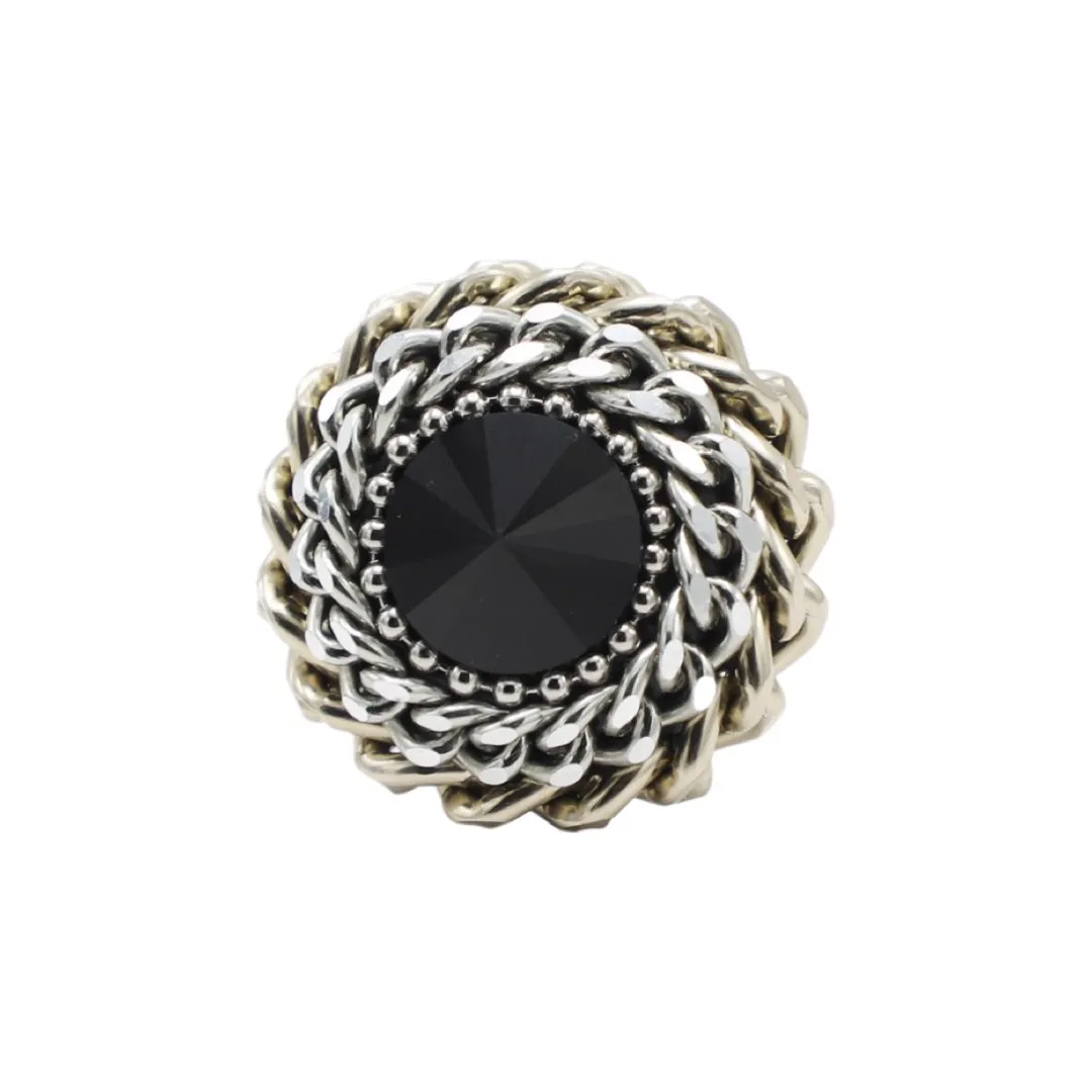 B.E. BLACK SWAROVSKI DOUBLED ROLO CHAIN RING