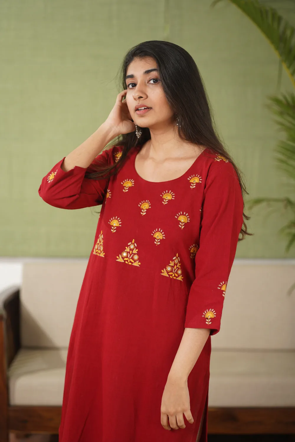 Bindu Hand Woven Hand Embroidered Cotton Kurta