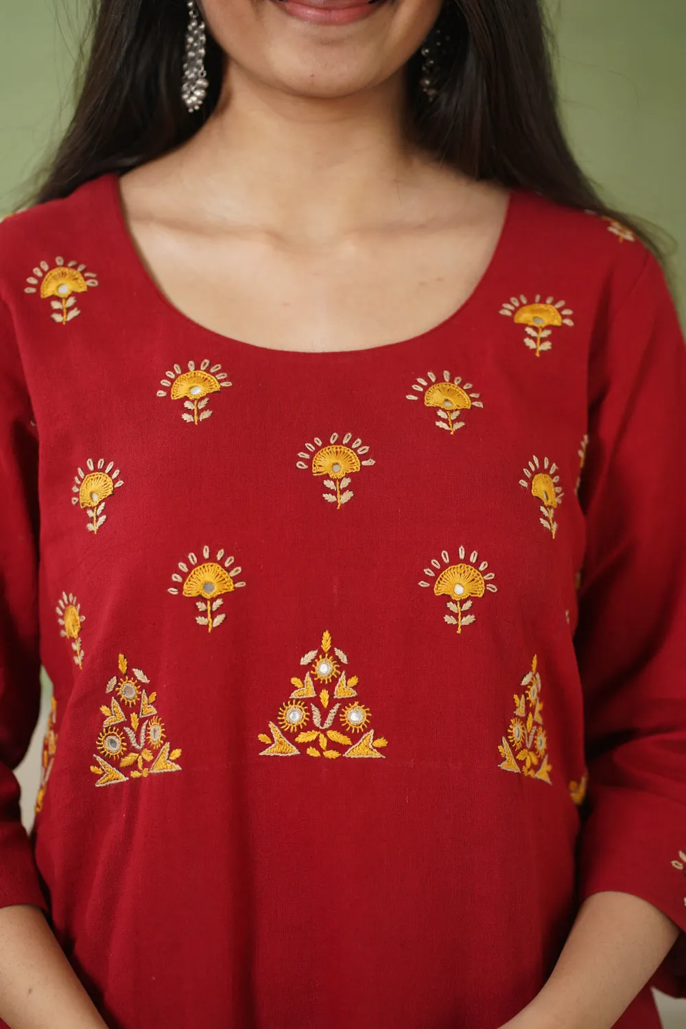 Bindu Hand Woven Hand Embroidered Cotton Kurta