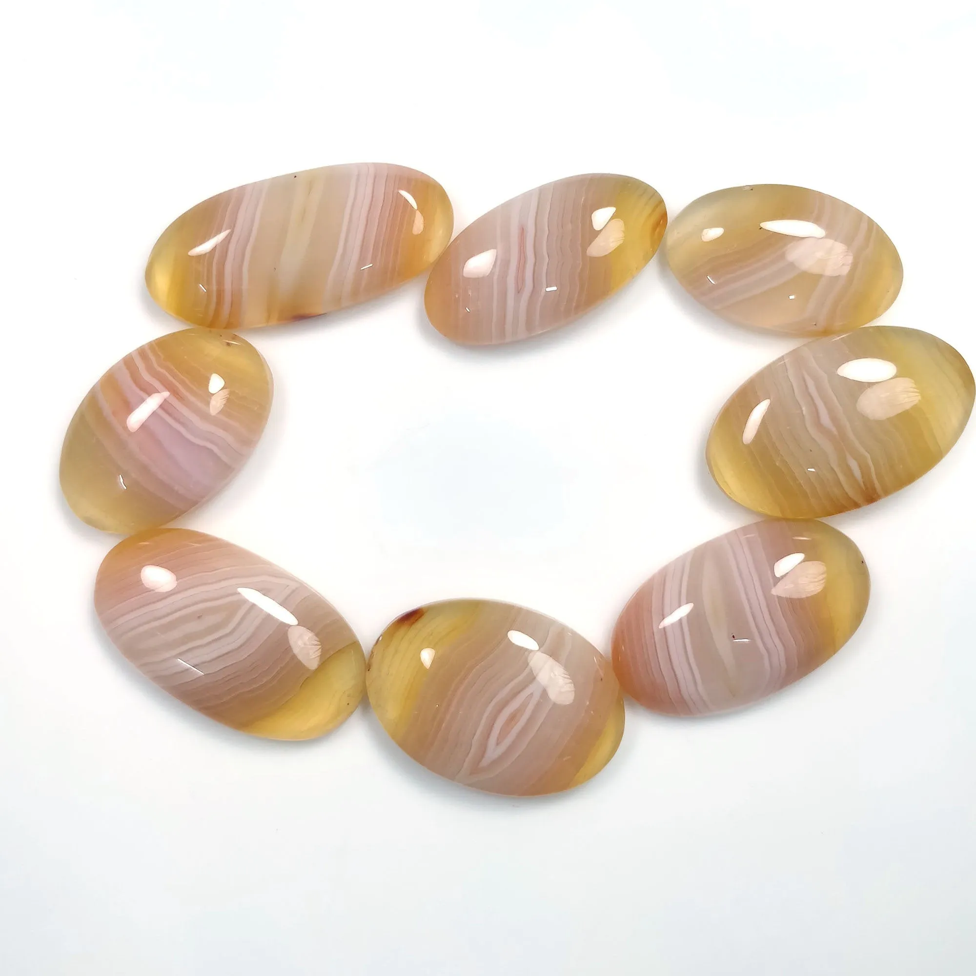 BOTSWANA AGATE Gemstone Cabochon : 231.60cts Natural Untreated Agate Gemstone Oval Shape Cabochon 27*18mm - 35*16mm 8pcs Lot For Jewelry