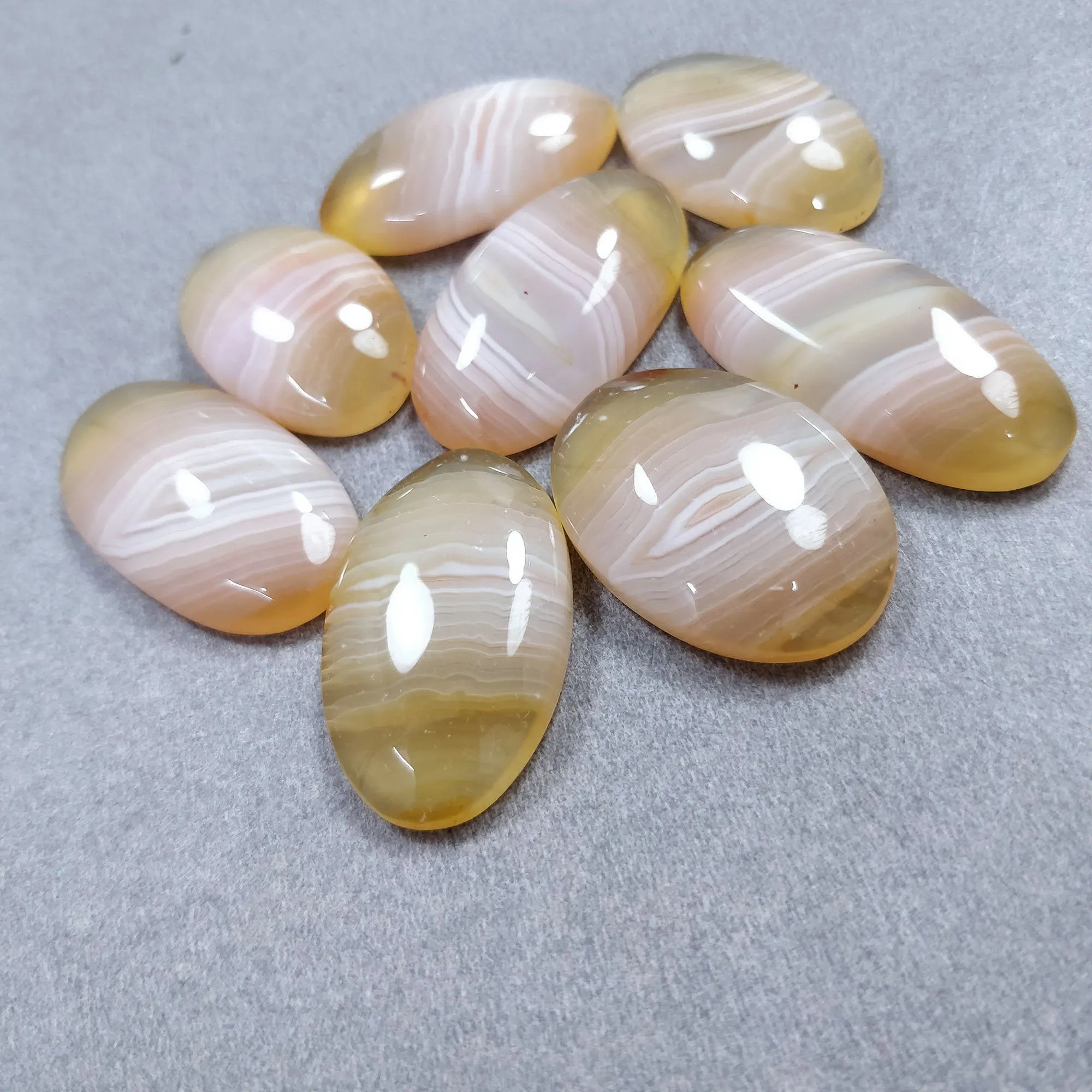 BOTSWANA AGATE Gemstone Cabochon : 231.60cts Natural Untreated Agate Gemstone Oval Shape Cabochon 27*18mm - 35*16mm 8pcs Lot For Jewelry