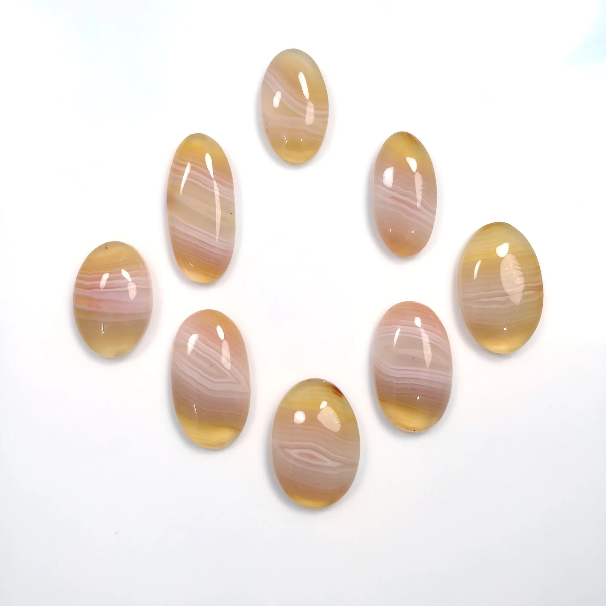 BOTSWANA AGATE Gemstone Cabochon : 231.60cts Natural Untreated Agate Gemstone Oval Shape Cabochon 27*18mm - 35*16mm 8pcs Lot For Jewelry