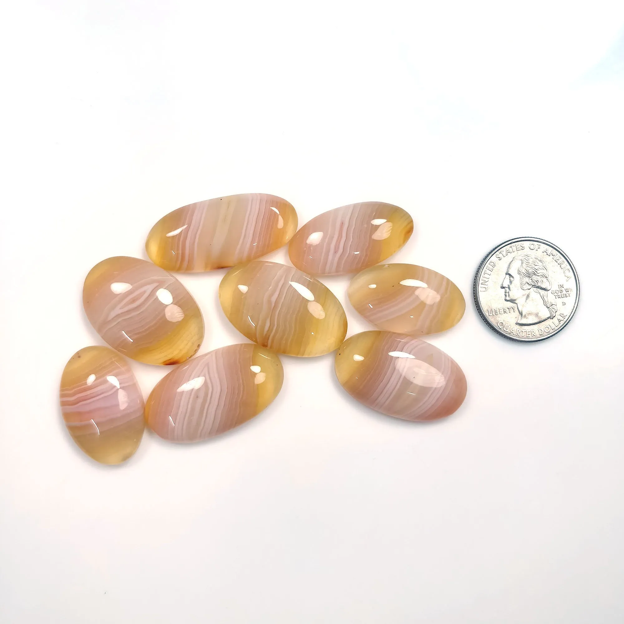 BOTSWANA AGATE Gemstone Cabochon : 231.60cts Natural Untreated Agate Gemstone Oval Shape Cabochon 27*18mm - 35*16mm 8pcs Lot For Jewelry