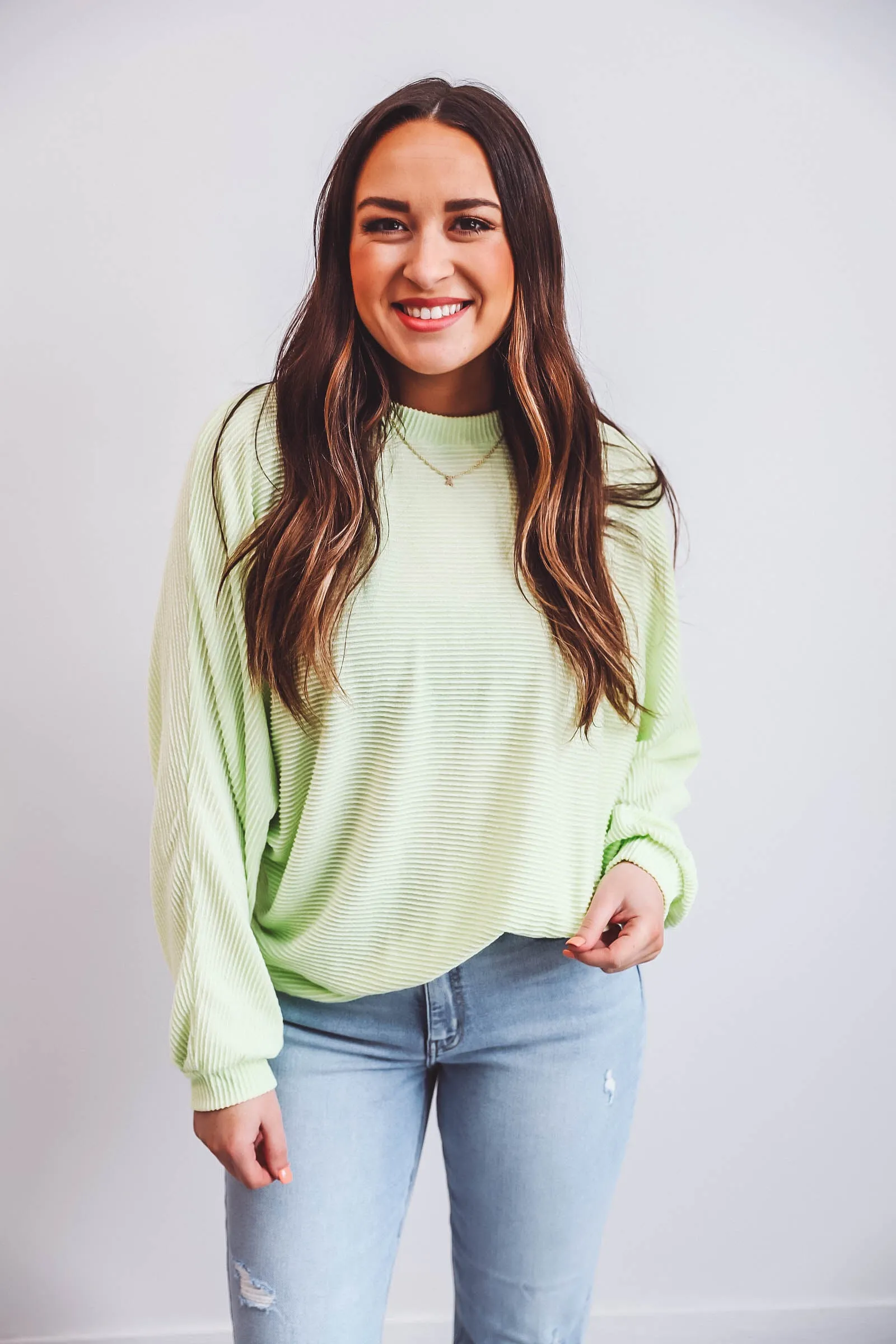 Brianna Corded Top-Lime