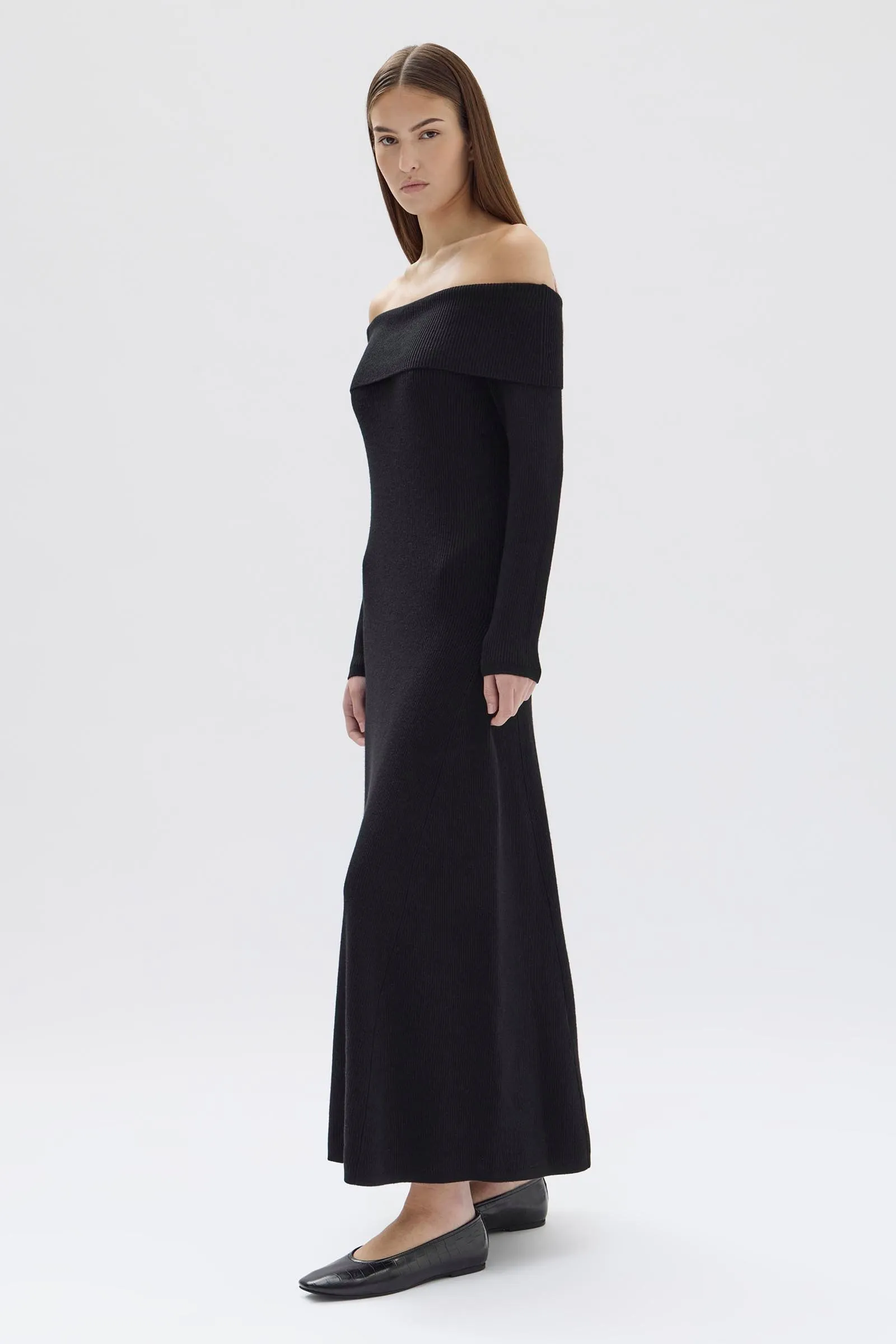 Cari Off-Shoulder Merino Wool Dress