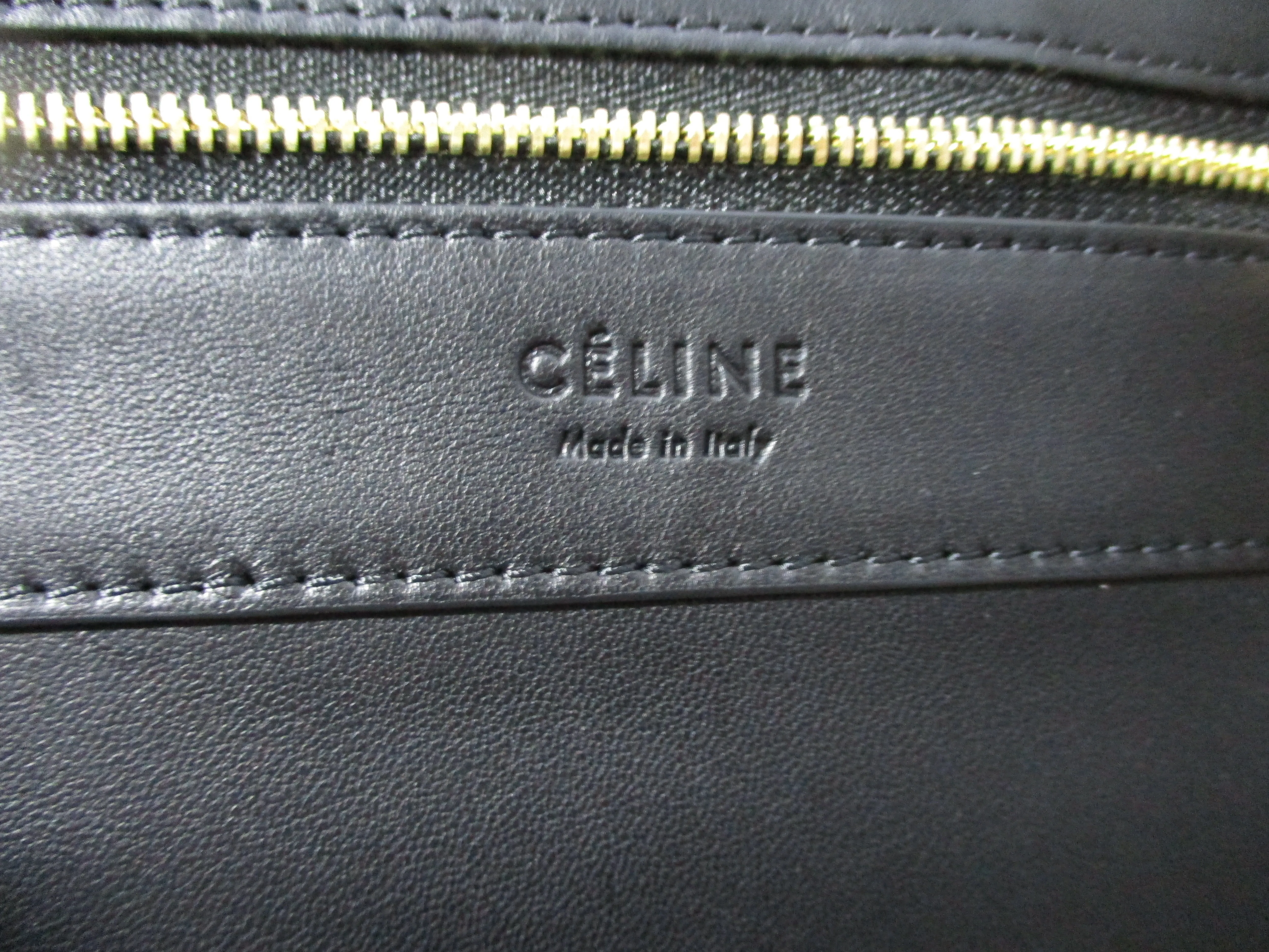 CELINE HORIZONAL CABAS LUGGAGE Leather Tote Bag NWT w Flaw BLACK WHITE