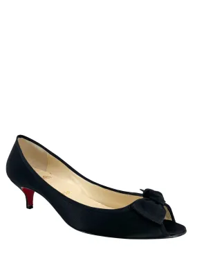 Christian Louboutin Satin Peep Toe Bow Pumps Size 11