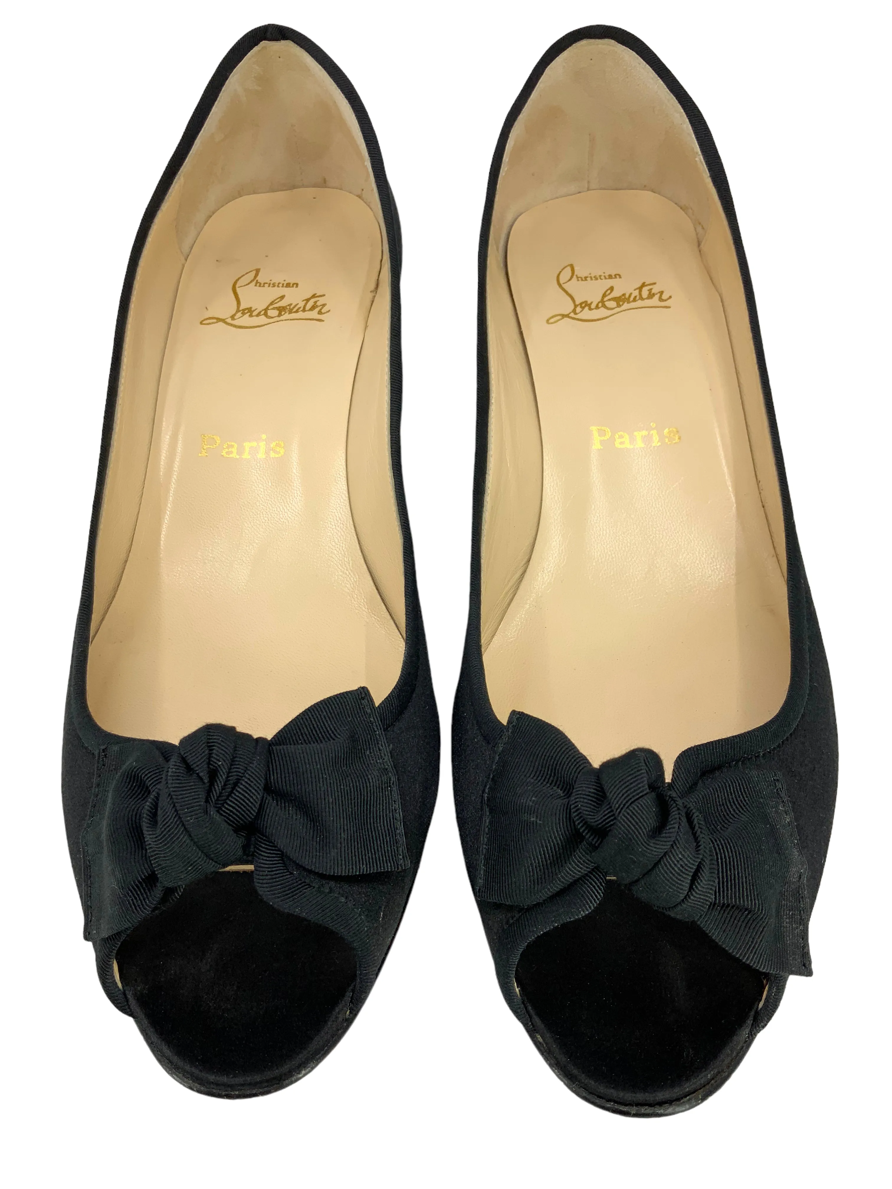 Christian Louboutin Satin Peep Toe Bow Pumps Size 11