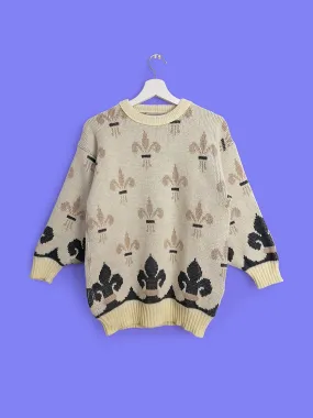 Chunky Knit Fleur-de-lis Pattern Jumper