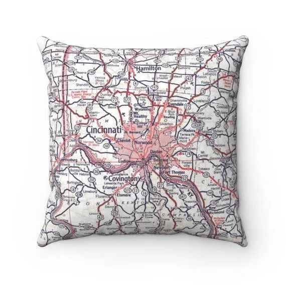 Cincinnati Ohio Map Pillow