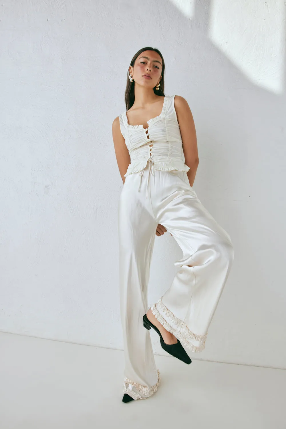 Citara Satin Pants White