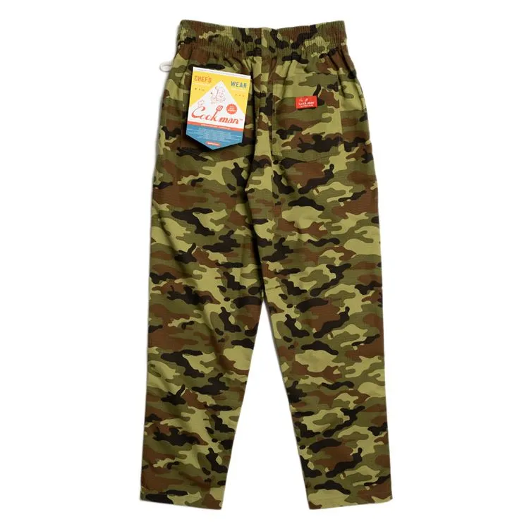 Cookman Chef Pants - Ripstop : Woodland Camo Green