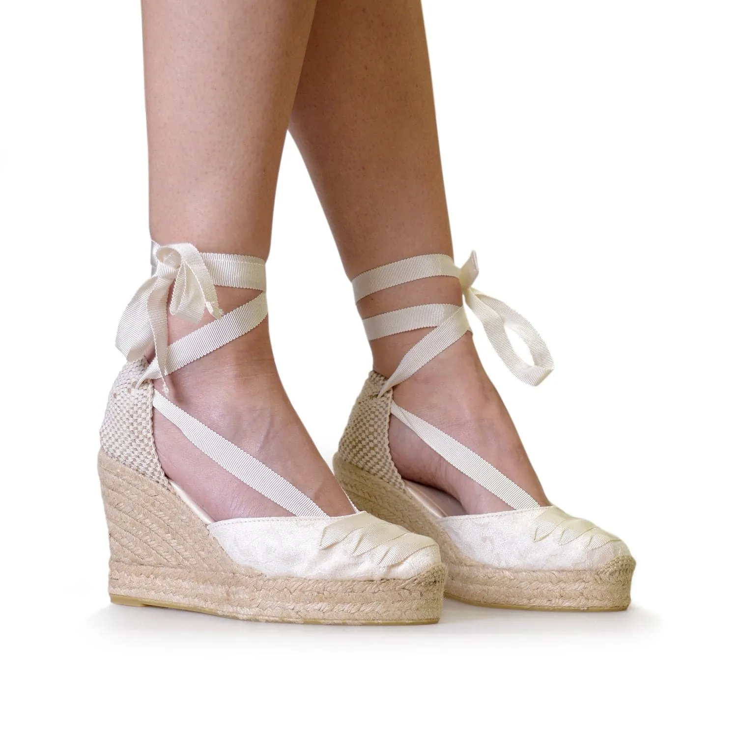 Cotton Blend Buckled Wedge Espadrille for Women - Alice