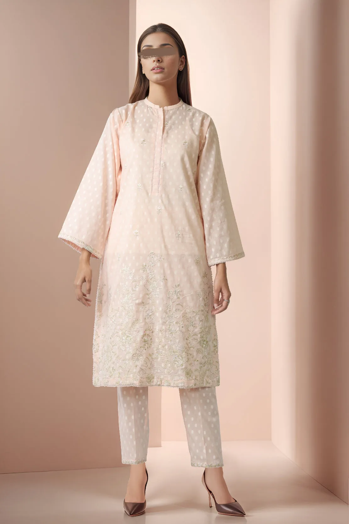 Cotton Jacquard Embroidered Stitched 2 Piece (Shirt/Trouser)