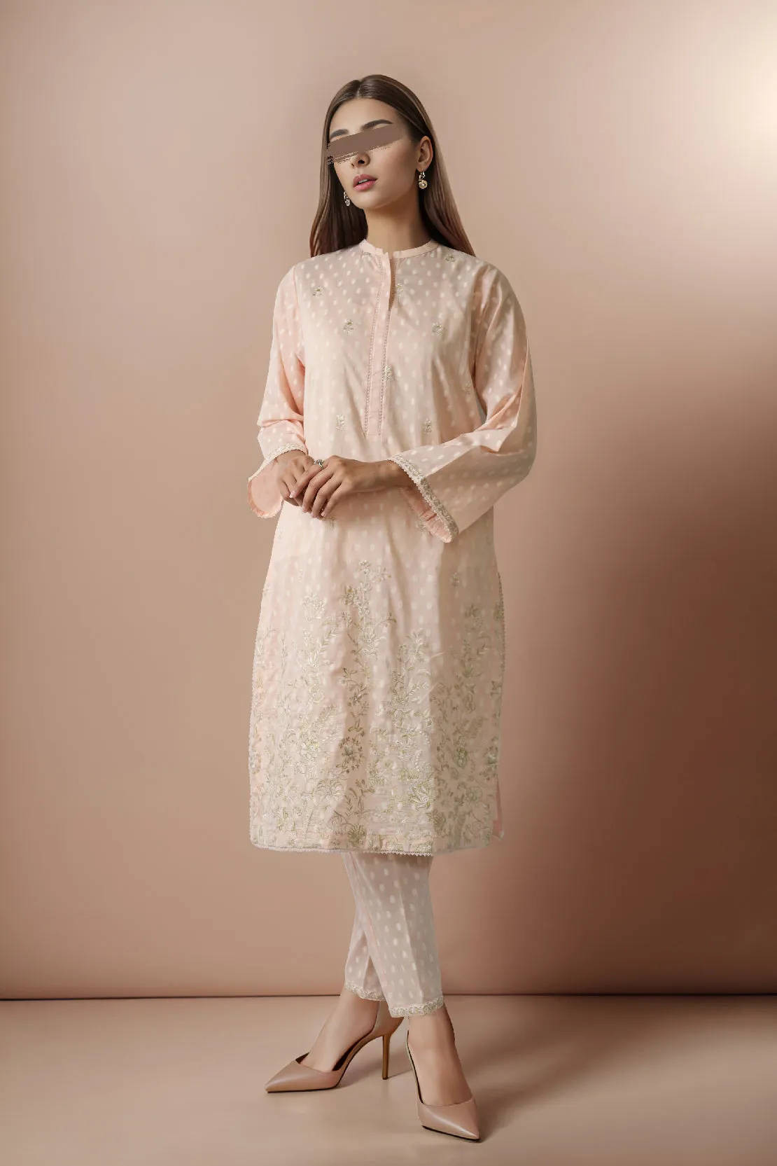 Cotton Jacquard Embroidered Stitched 2 Piece (Shirt/Trouser)