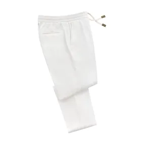 Cotton-Silk Blend Trousers in White