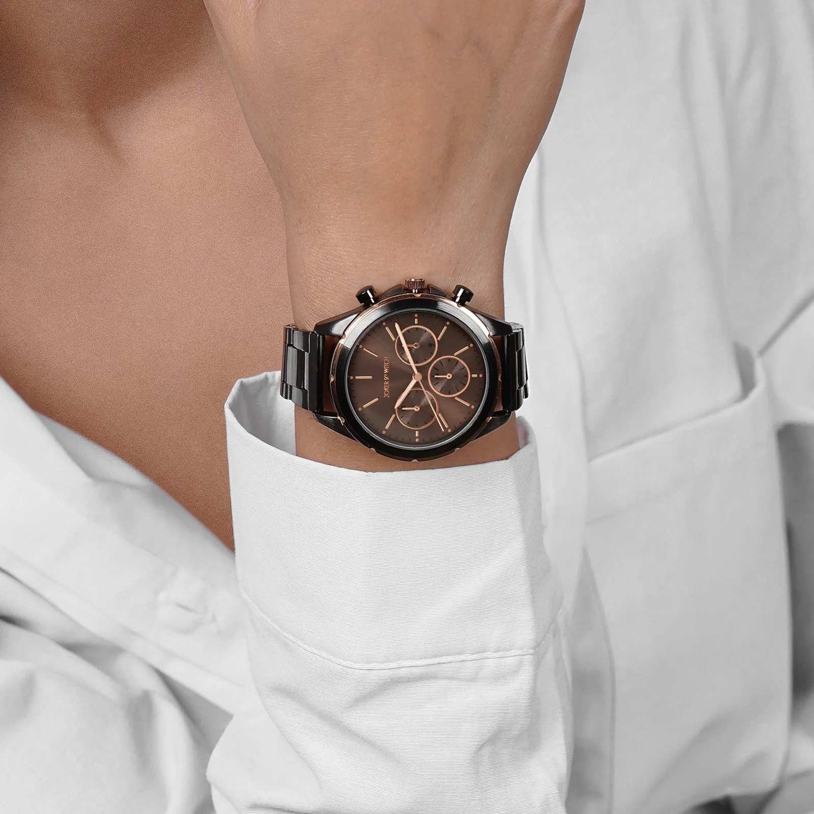 Dubai Brown Dial Gunmetal Metallic Strap Watch