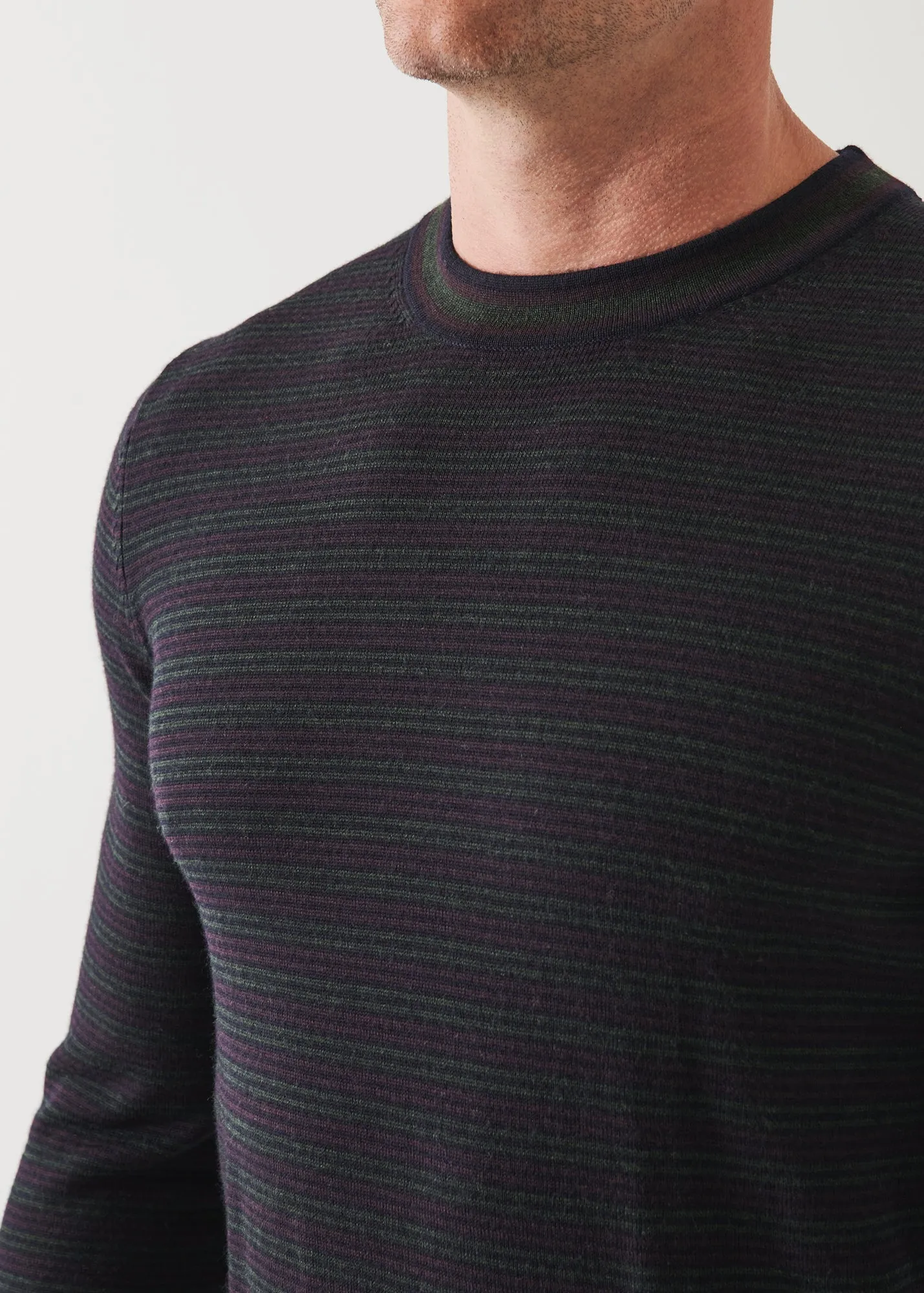 EXTRA-FINE MERINO MULTI STRIPE CREWNECK