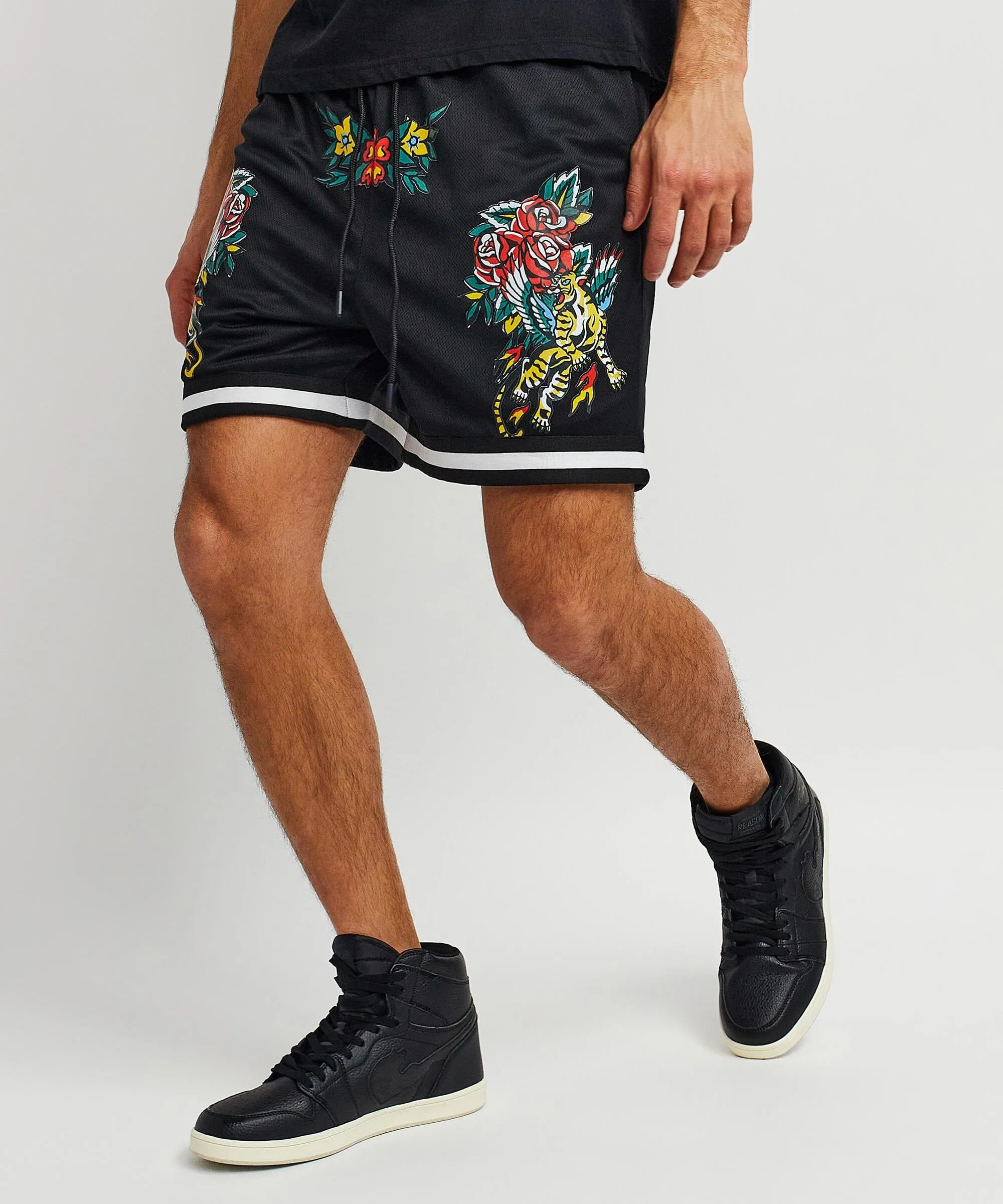 Fearless Tattoo Art Mesh Shorts - Black