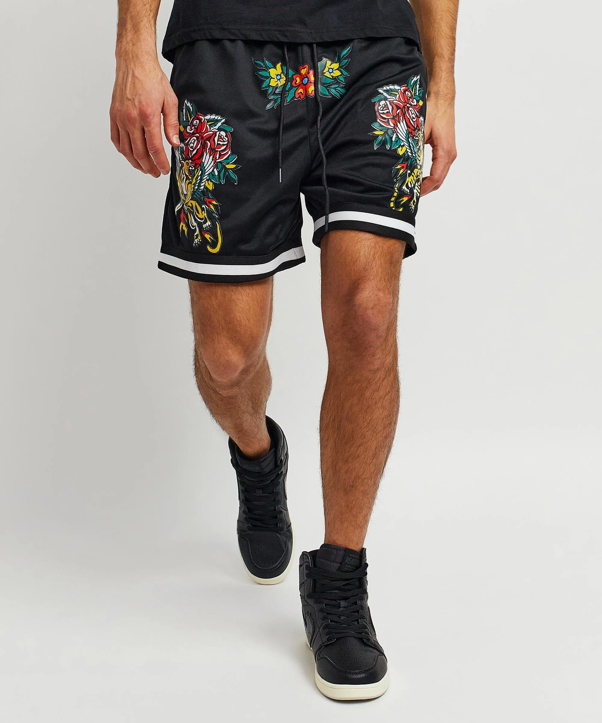 Fearless Tattoo Art Mesh Shorts - Black