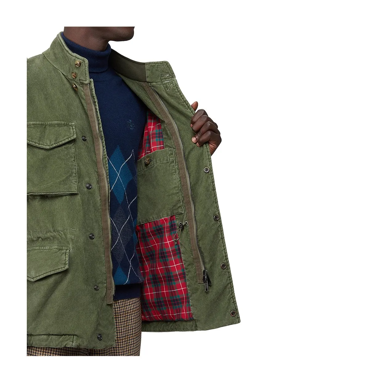 Giubbino Baracuta Washed Cord Field Jkt Verde Foglia