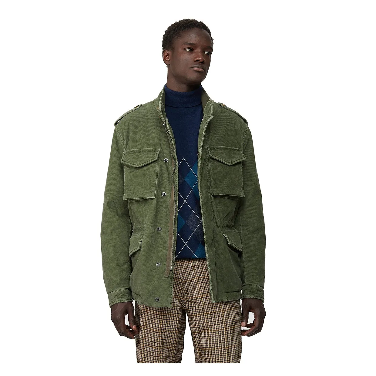 Giubbino Baracuta Washed Cord Field Jkt Verde Foglia