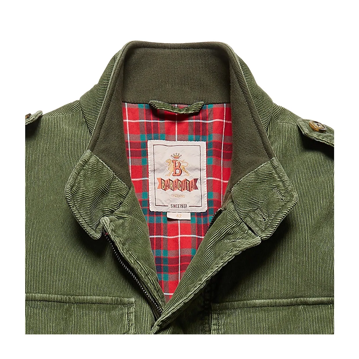 Giubbino Baracuta Washed Cord Field Jkt Verde Foglia