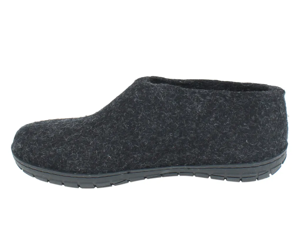 Glerups Closed Slippers Charcoal Rubber sole