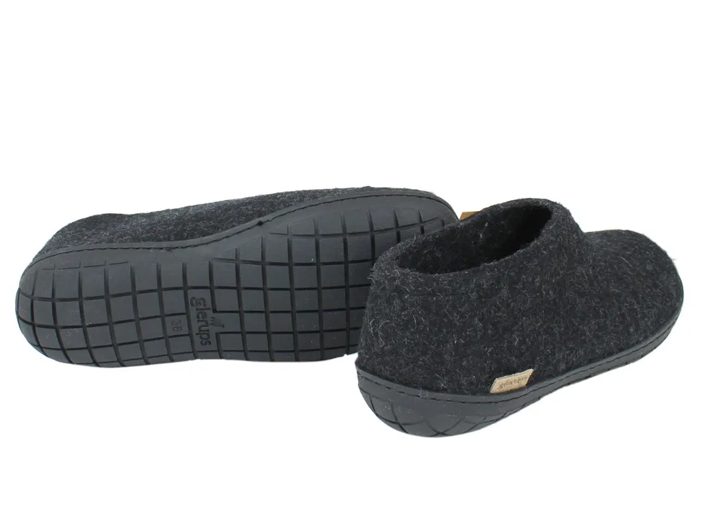 Glerups Closed Slippers Charcoal Rubber sole