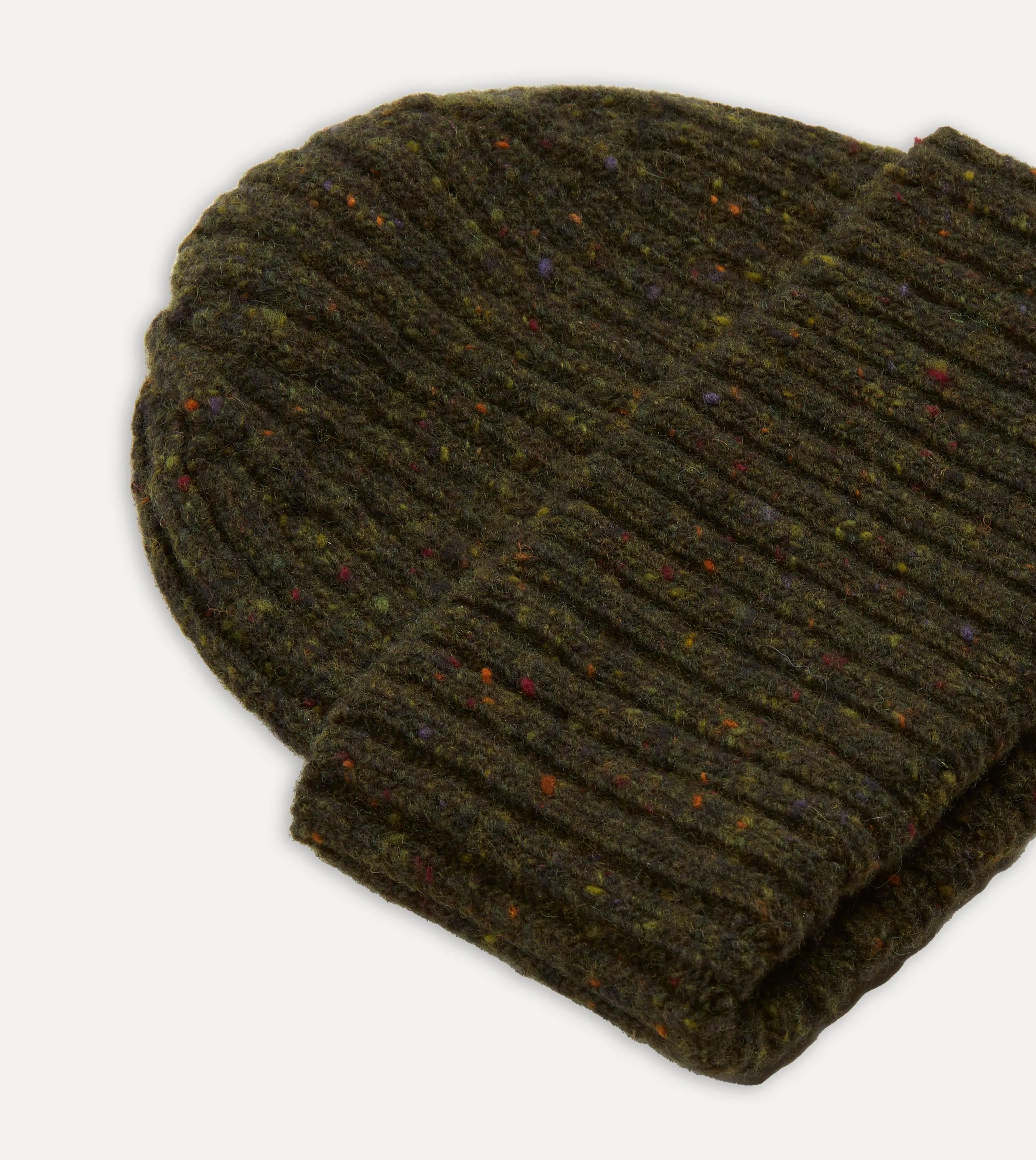 Green Ribbed Merino Donegal Knit Cap