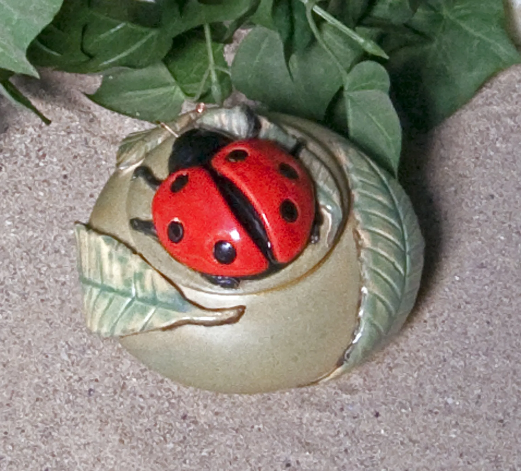 Handmade Ladybug Ceramic Keepsake Urn for Ashes of Loved Ones