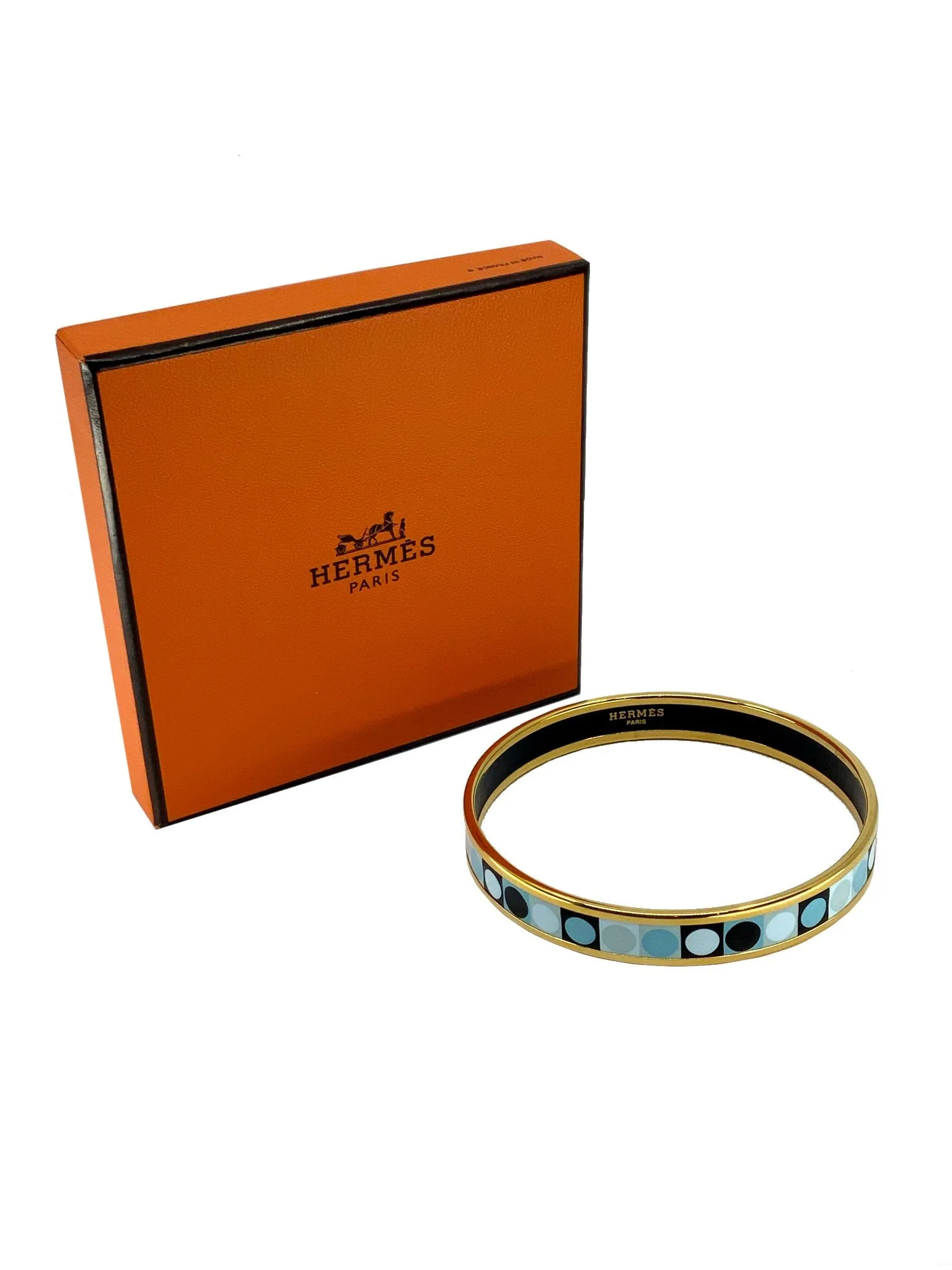 Hermes Deco Dot Printed Enamel Narrow Bracelet 70