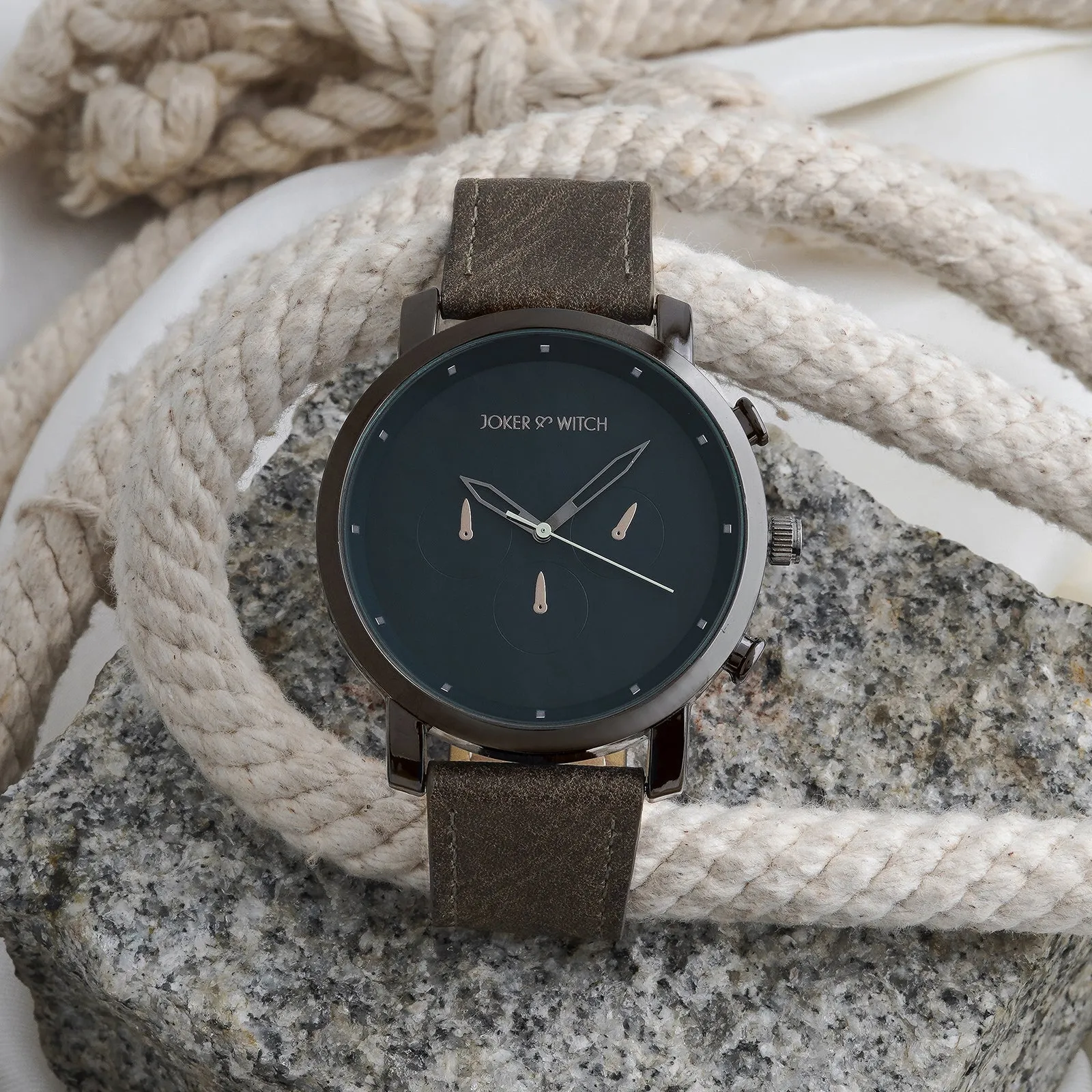 Hudson Blue Dial Dark Grey PU Strap Watch