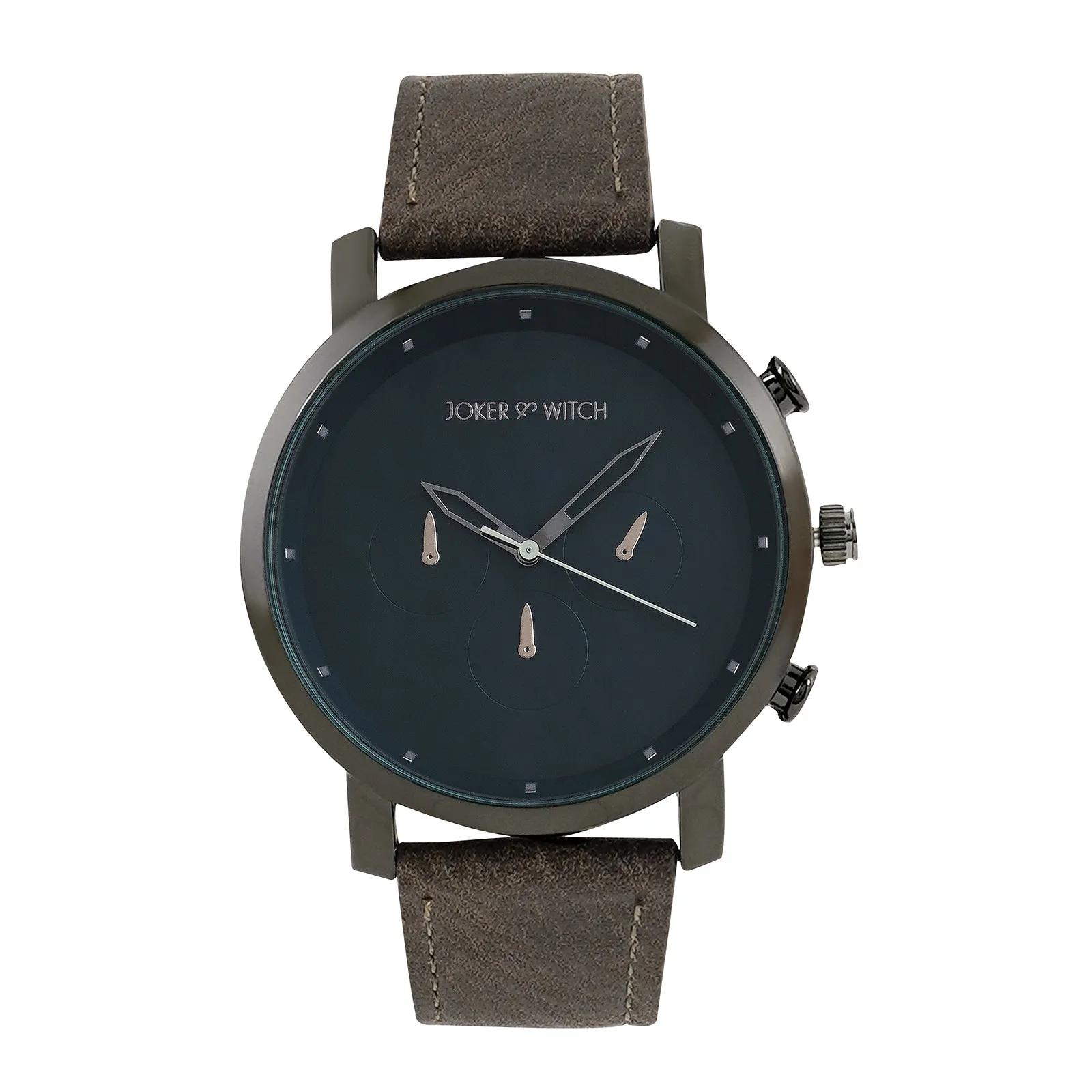 Hudson Blue Dial Dark Grey PU Strap Watch