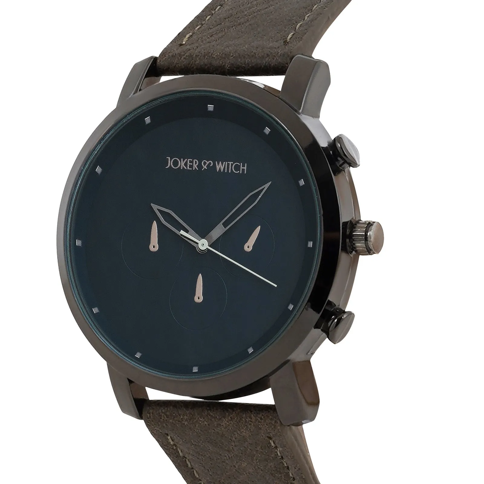 Hudson Blue Dial Dark Grey PU Strap Watch