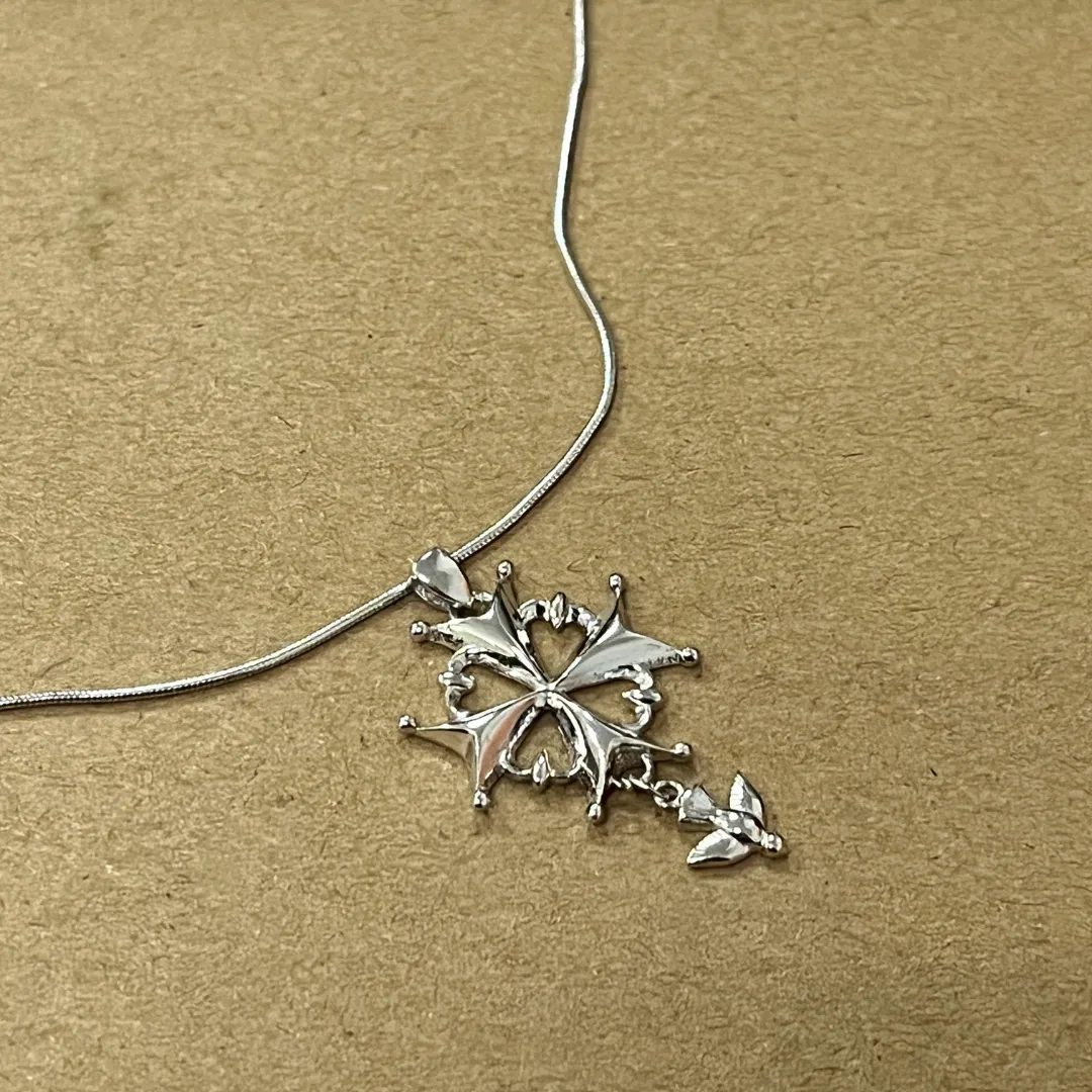 Huguenot Cross Necklace Sterling Silver