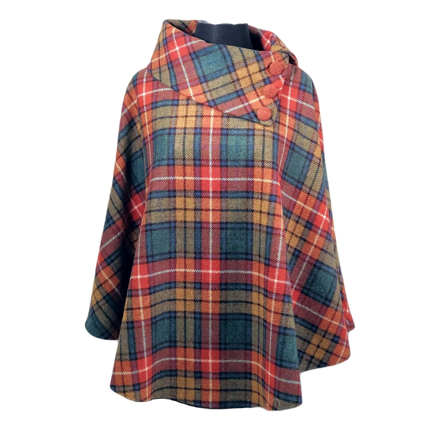 Irish Tweed Tartan Poncho [ 11 Colors ]