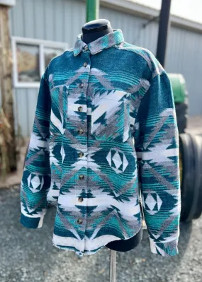 Jade Flannel Southwest Shacket Coat